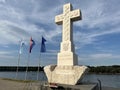 Cross at the confluence of the Vuka River and the Danube, Vukovar - Croatia / KriÃÂ¾ u uÃÂ¡Ãâ¡u rijeke Vuke u Dunav, Vukovar Royalty Free Stock Photo